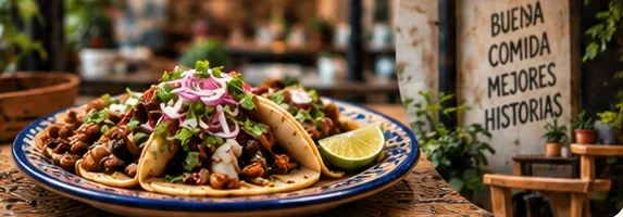 Tacos servidos en un restaurante mexicano